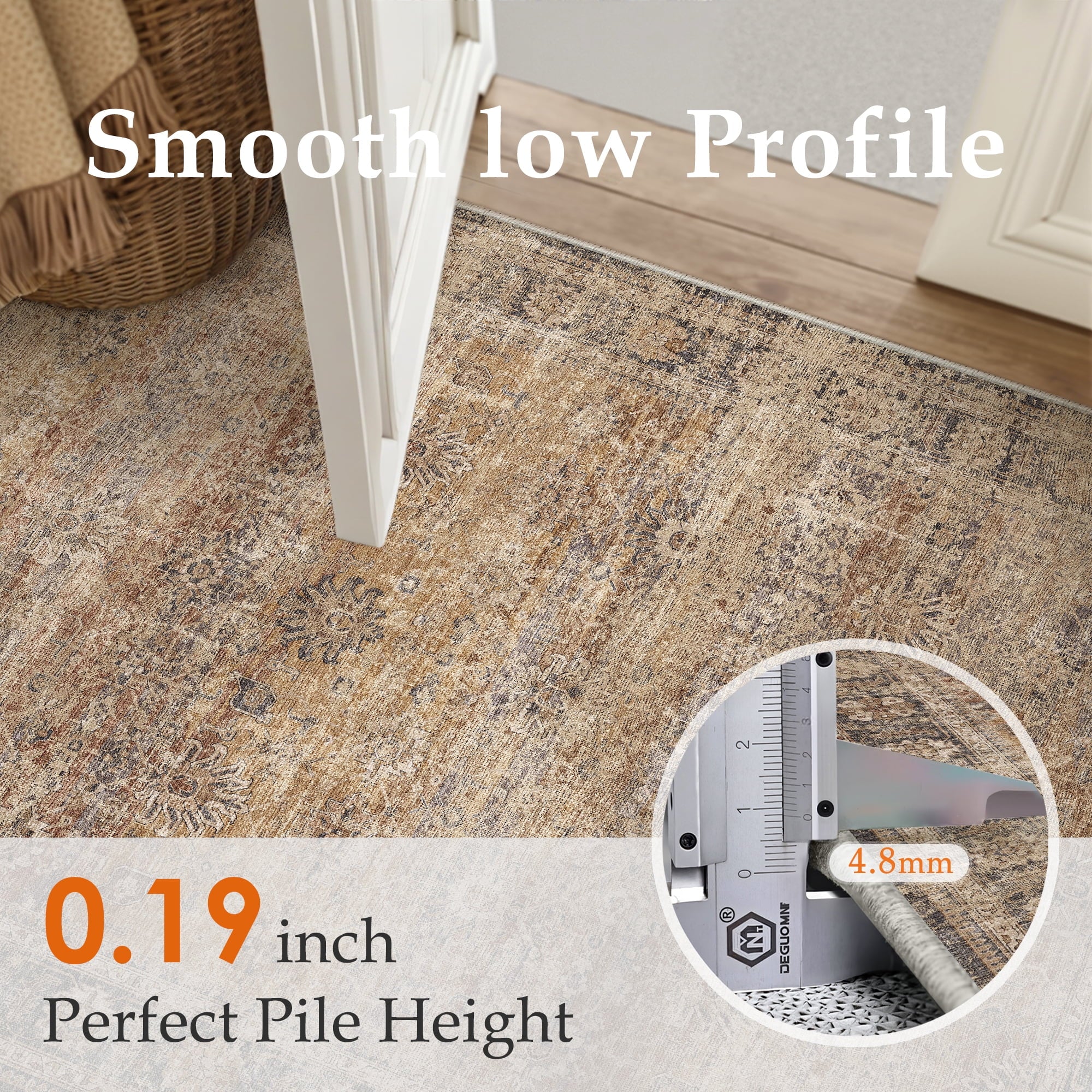 BERTHMEER 8'x10' Area Rugs for Living Room Bedroom Office Dining Room Farmhouse Large Brown Rugs Vintage Oriental Traditional Distressed Non Slip Washable Rugs Carpets