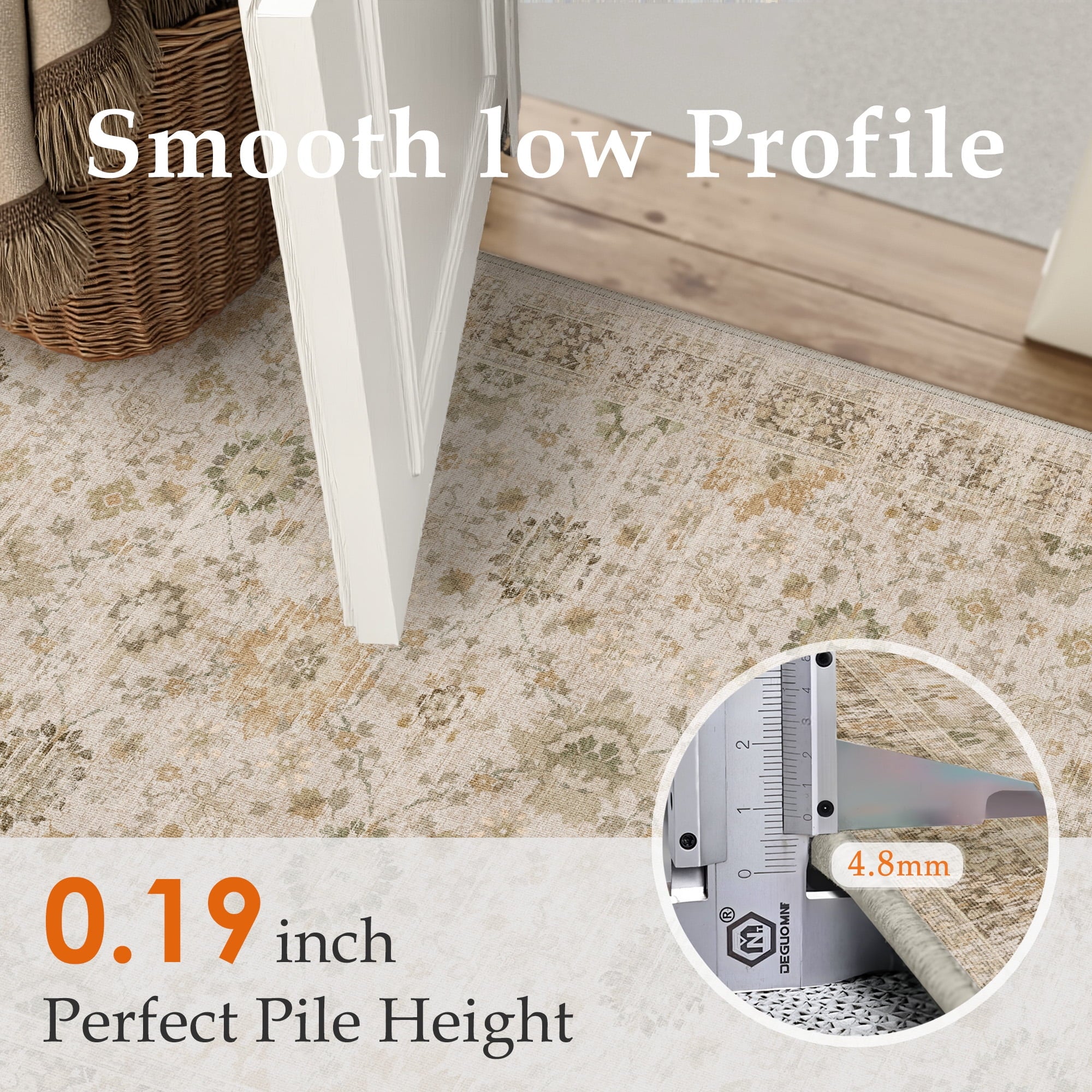 BERTHMEER 5'x7' Area Rugs for Living Room Vintage Beige Rugs for Bedroom Kitchen Non Slip Washable Carpets Oriental Distressed Home Office Dorm Dining Room Traditional Distressed Throw Rugs