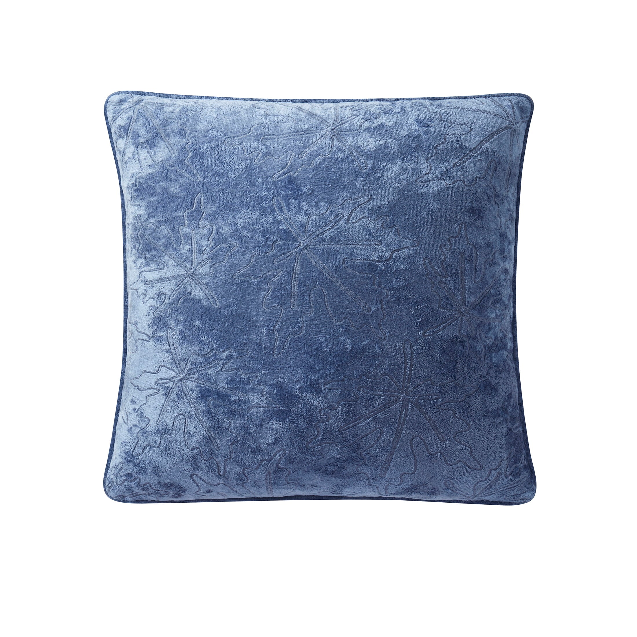 (2 pack) Way to Celebrate 18" x 18" Blue Embroidered Leaves Decorative Pillow