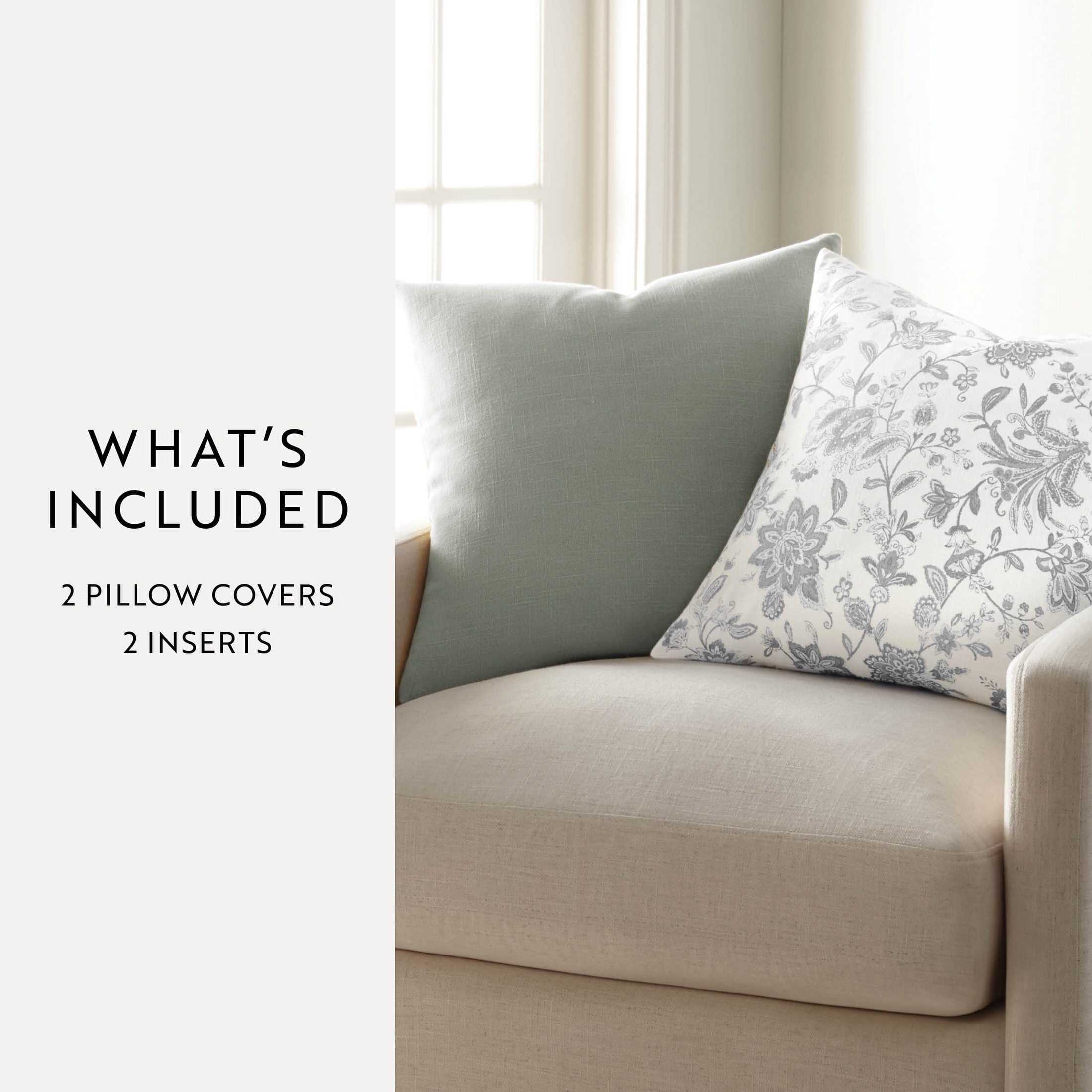 2-Pack Cotton Slub Decor Throw Pillows in Jacobean by Comfort Canopy