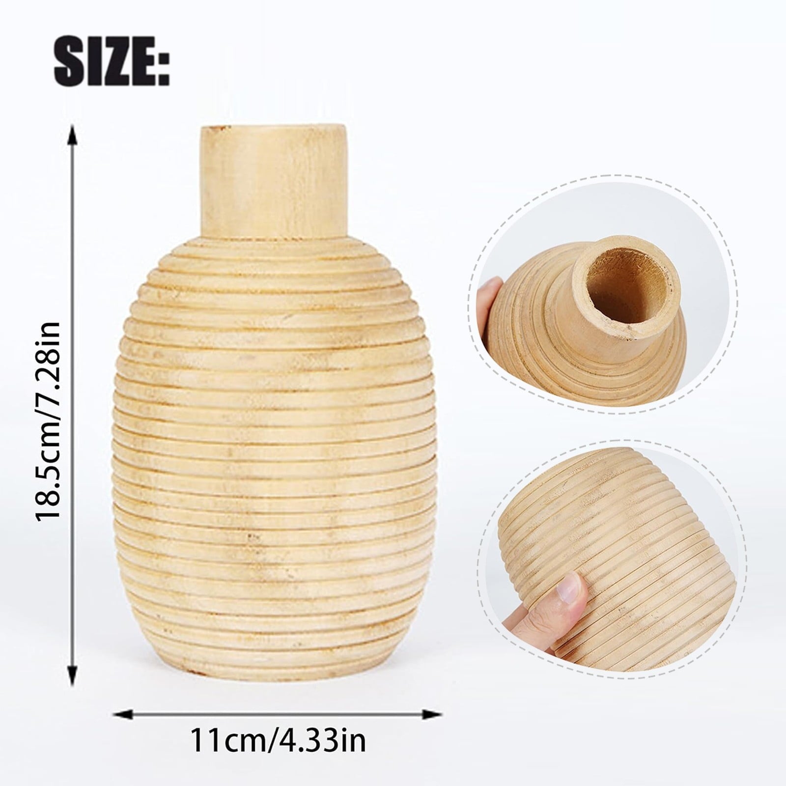 Clearance Desktop Ornament under $10,Wooden Vase Decoration Wooden Vase Household Items | Table Decoration Plant Container Flower Decoration Restaurant Tea Room Bedroom Hotel Entrance Li