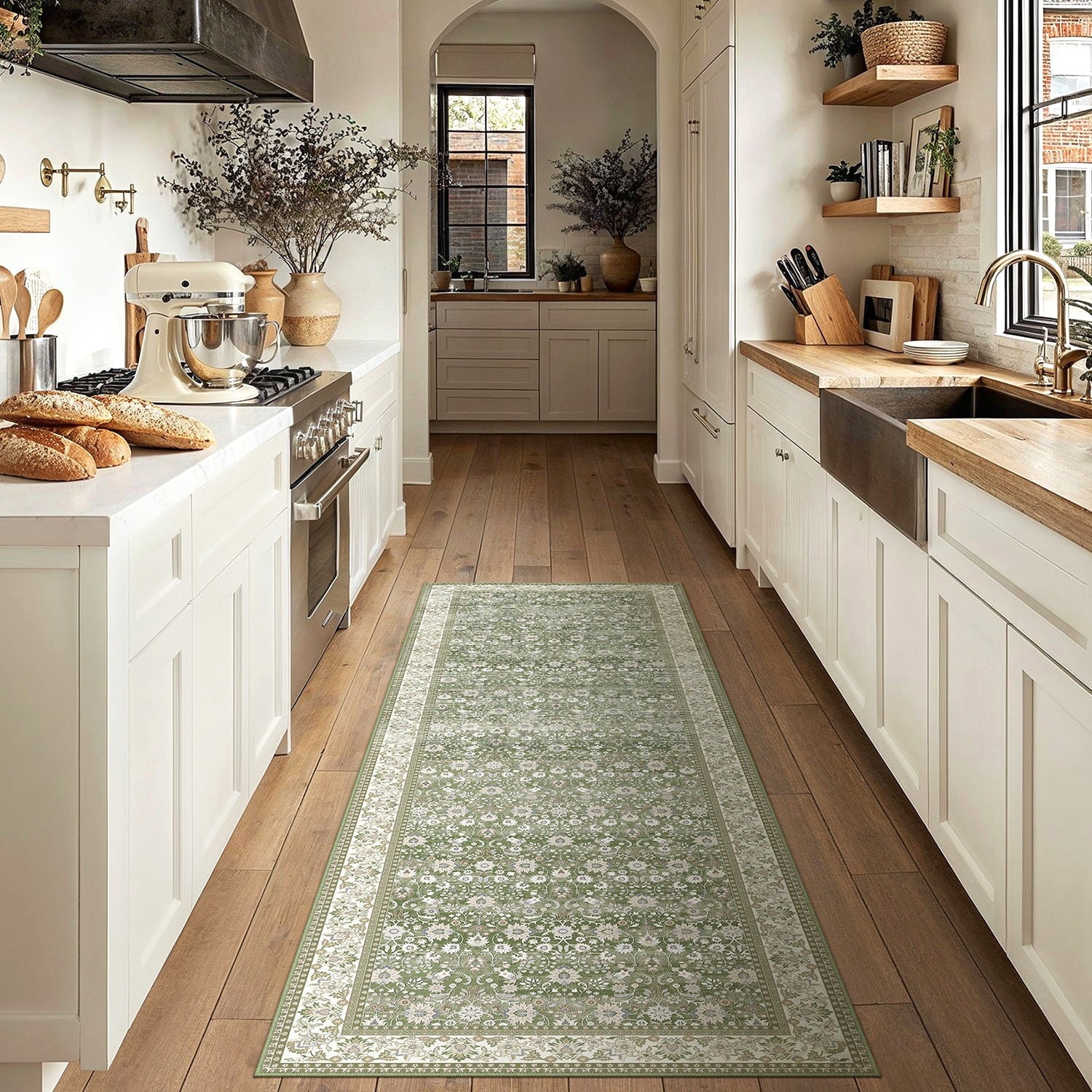 BERTHMEER 8'x10' Large Brown Area Rugs Vintage Oriental Traditional Rugs for Living Room Bedroom Dining Room Farmhouse Machine Washable Non-slip