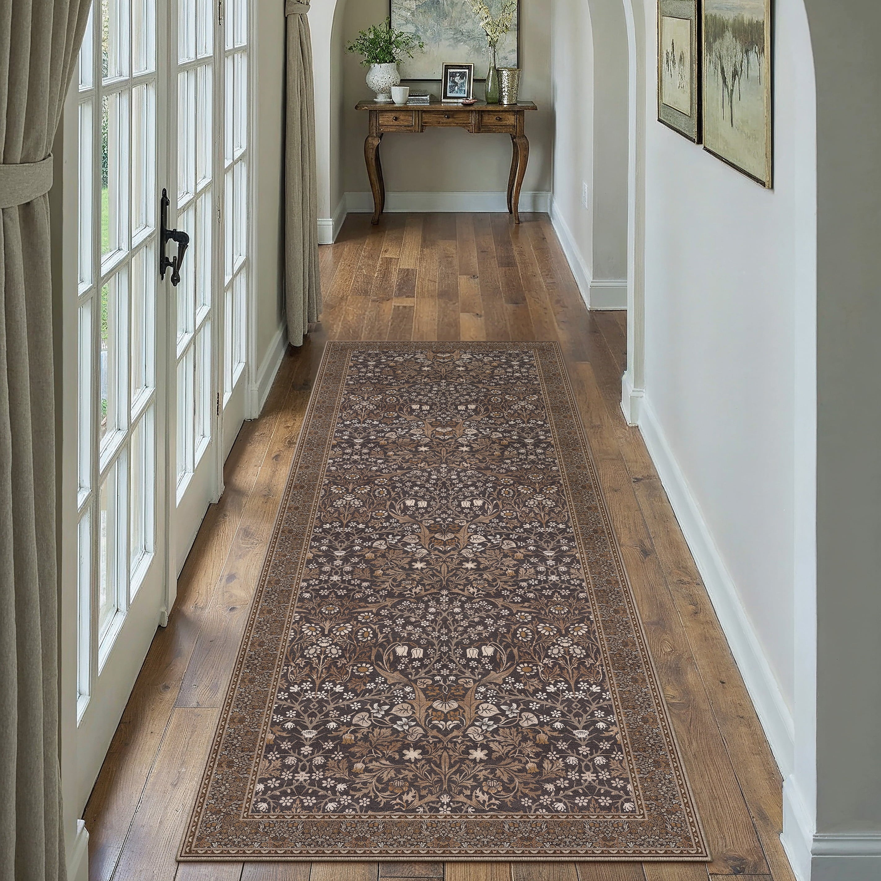 BERTHMEER 5'x7' Area Rugs for Living Room Bedroom Office Dining Room Farmhouse Large Rugs Vintage Oriental Traditional Distressed Non Slip Washable Rugs Carpets,Deep Green