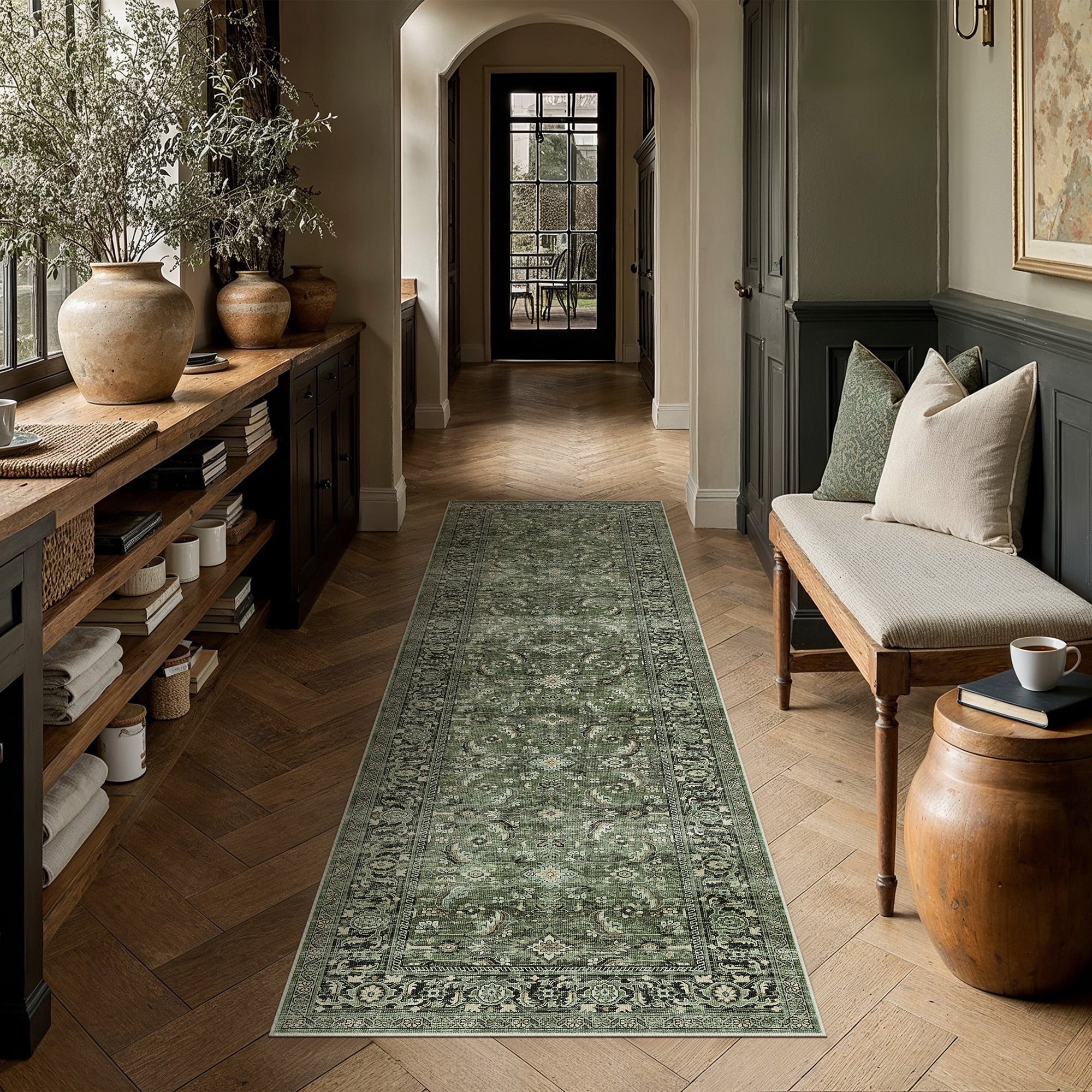 BERTHMEER 8'x10' Area Rugs for Living Room Bedroom Vintage Traditional Rugs Machine Washable Non-slip, Brown