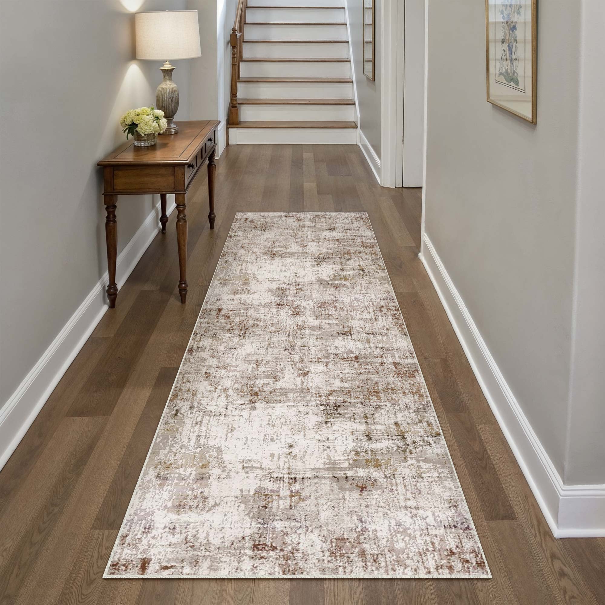 BERTHMEER 8'x10' Large Abstract Area Rugs for Living Room Bedroom Farmhouse Office non-slip Machine Washable, Blue Gray