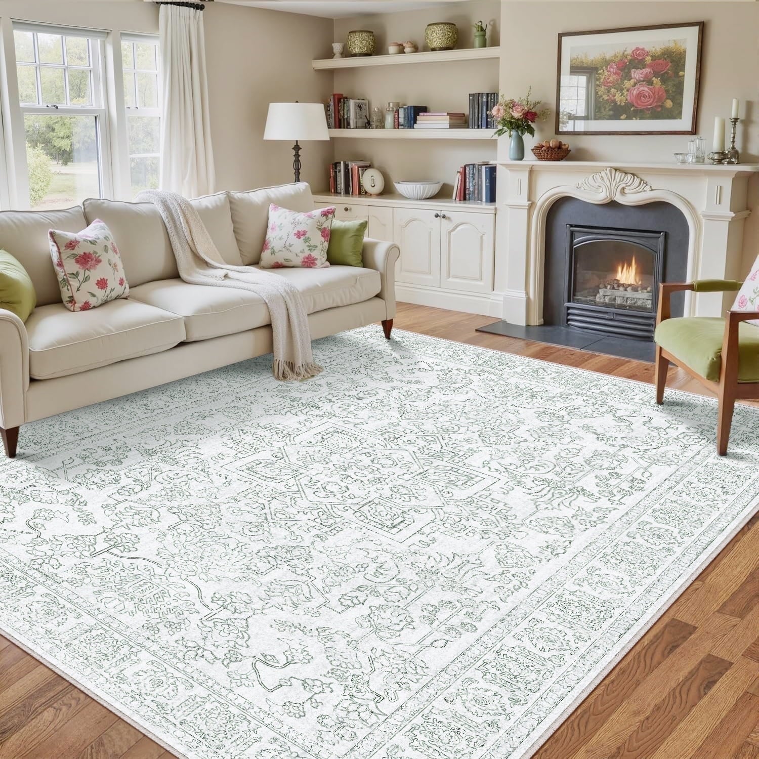 BERTHMEER 2'x6' Runner Rugs for Hallway Entryway Bathroom Bedroom Kitchen Non Slip Washable Beige Vintage Oriental Traditional Distressed Runner Rugs