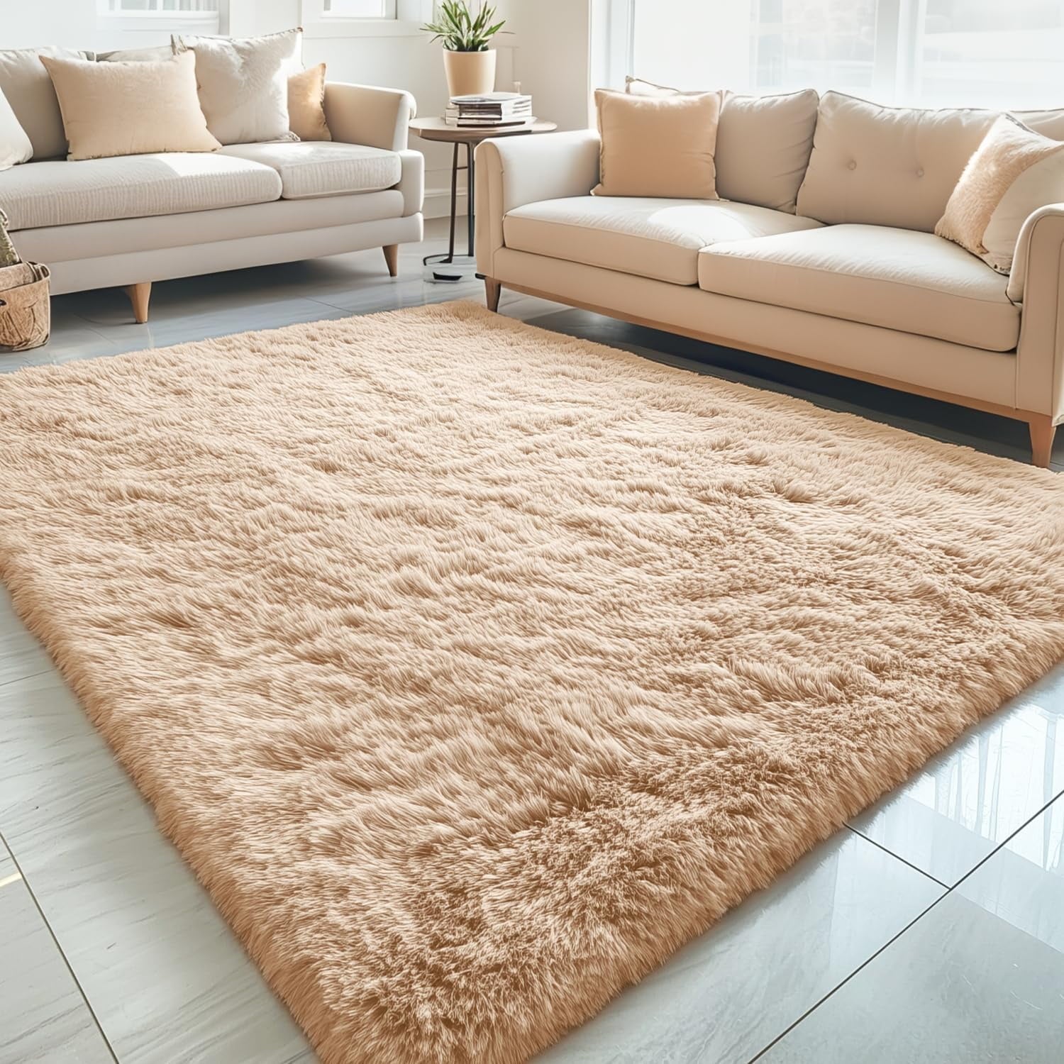 Buganda Area Rugs for Living Room 5'X8', Soft and Fluffy Shaggy Carpet for Pets, Machine Washable Floor Rugs for Bedroom, Grey