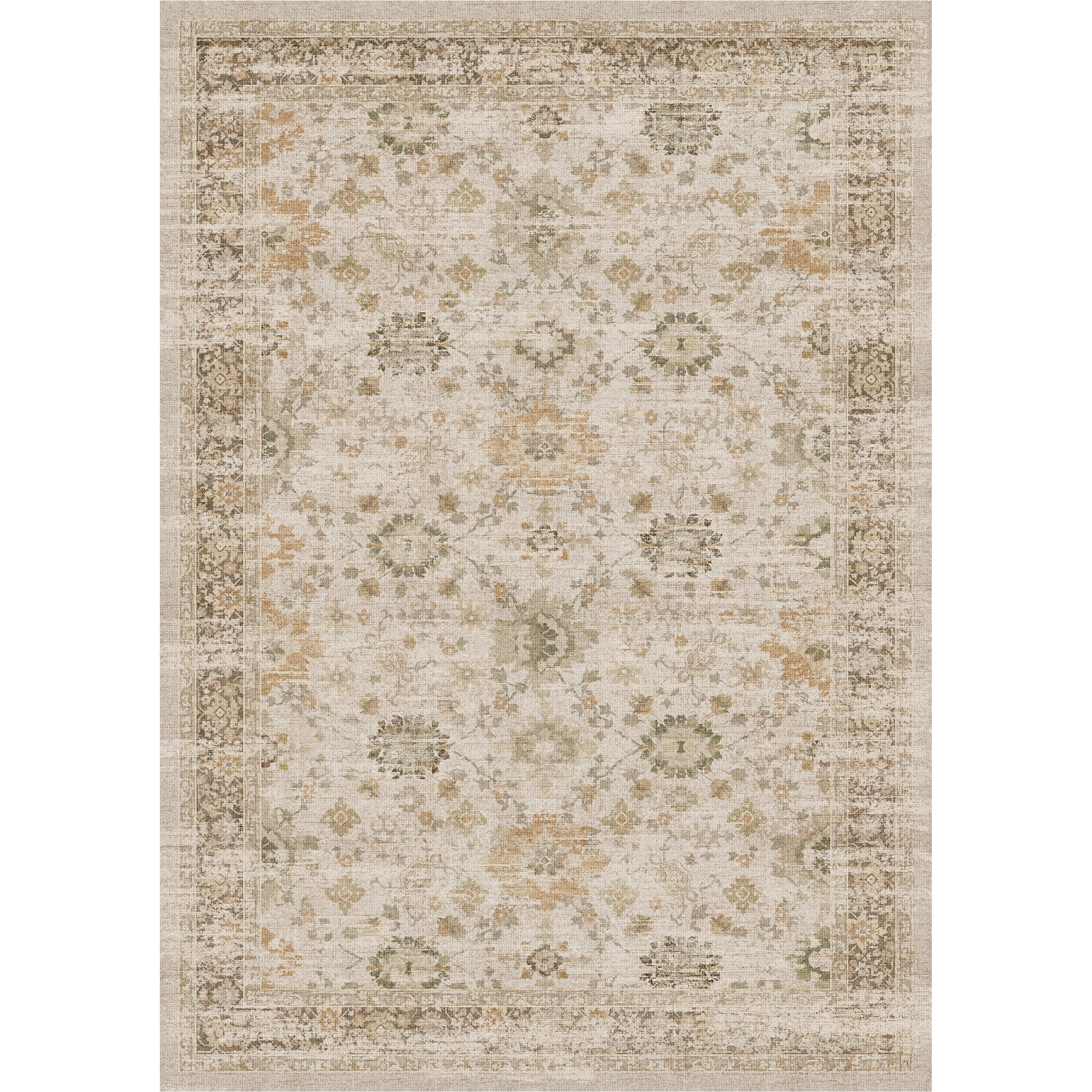 BERTHMEER 5'x7' Area Rugs for Living Room Vintage Beige Rugs for Bedroom Kitchen Non Slip Washable Carpets Oriental Distressed Home Office Dorm Dining Room Traditional Distressed Throw Rugs