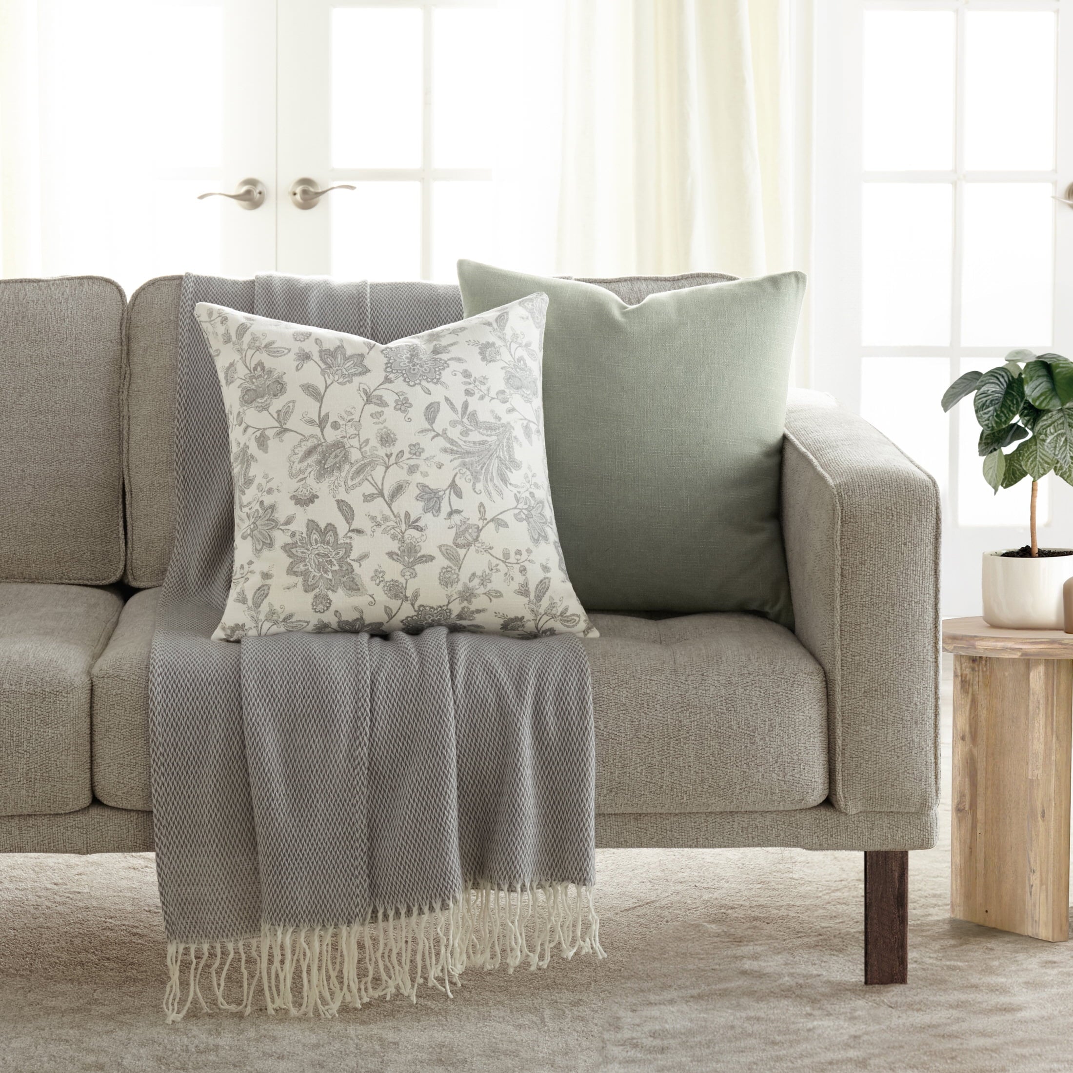 2-Pack Cotton Slub Decor Throw Pillows in Jacobean by Comfort Canopy